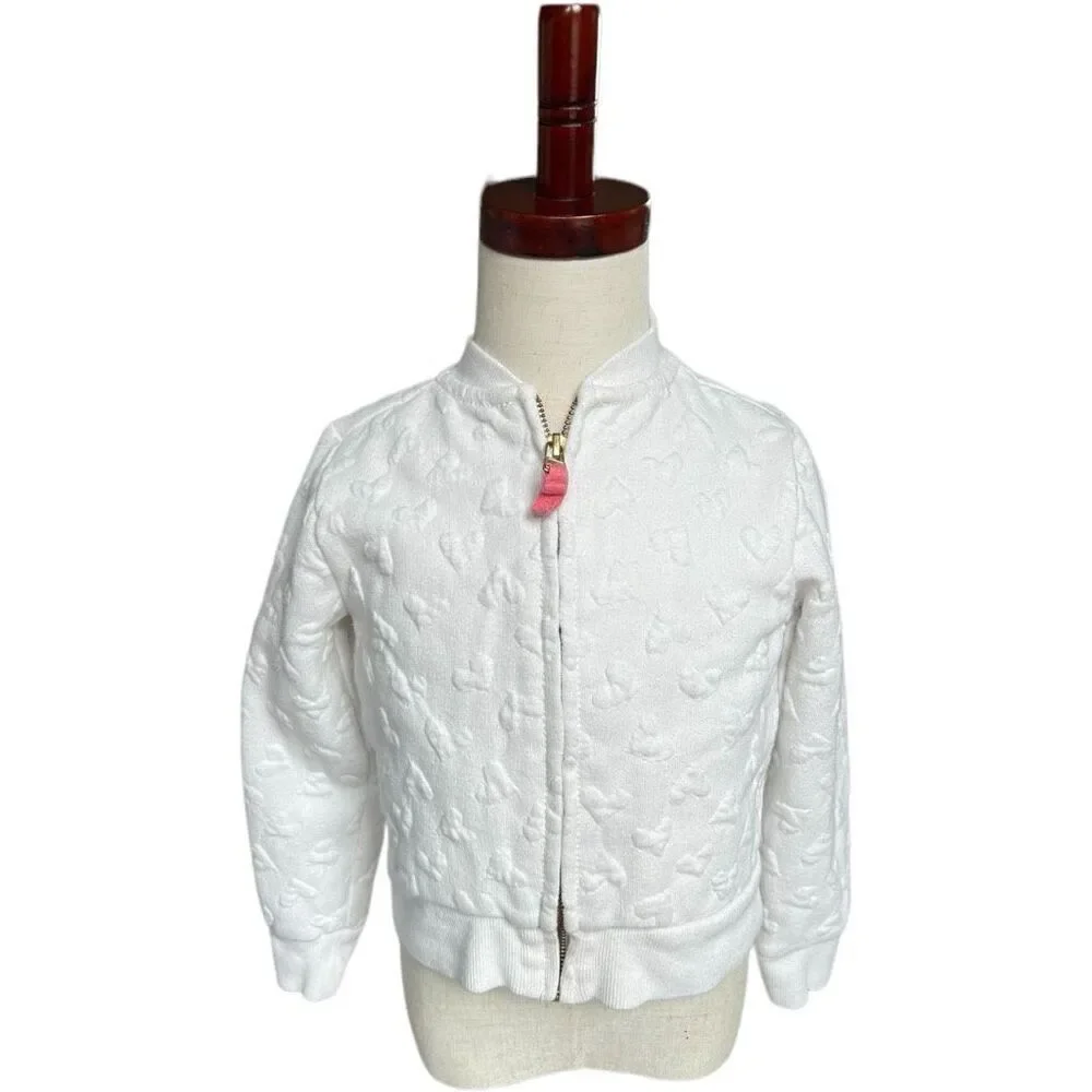 Youth Girls Gymboree Heart Embossed Full Zip Jacket - Sz XS ( 4 )